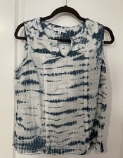 New Directions Womens L Tie-Dye Blue/White Sl...