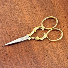 Gingher Embroidery Scissors 3.5" Gold-Plated Handles Made in Italy