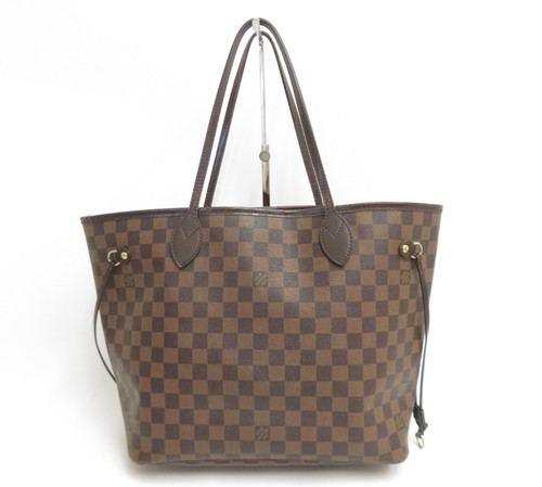 Authentic Louis Vuitton Damier Ebene Neverfull MM Tote Bag S#54696