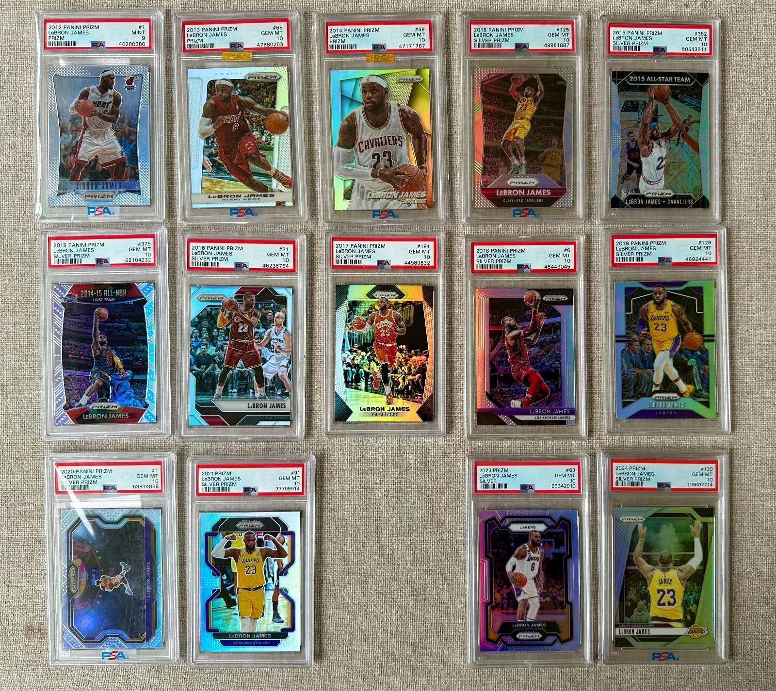 LEBRON JAMES 🏀 2012 2012-13 #1 2012 to 2024 Panini Prizm Silver PSA 9 PSA 10