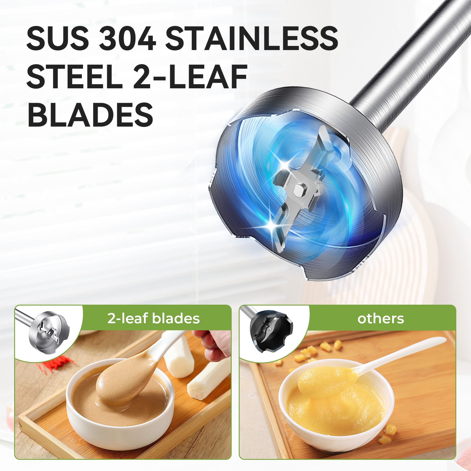 Tenker 5-in-1 Immersion Hand Blender Stainless Steel for Soups, Smoothies, Sauce