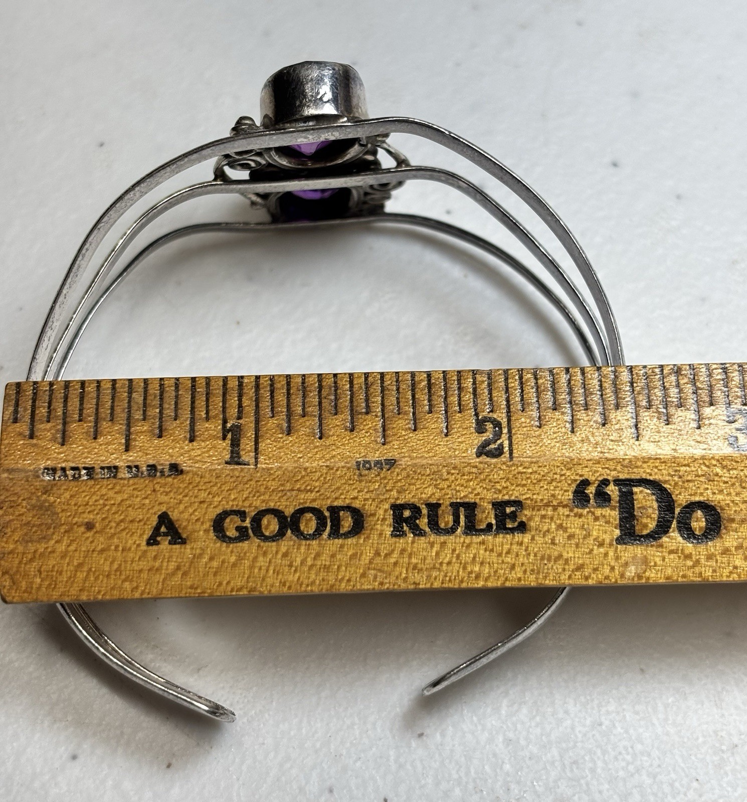 Sterling Silver Amethyst Cuff Bangle  Bracelet - image 8