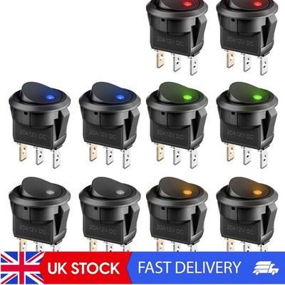 10PCS Car Switch 12V LED Light Mini Toggle ON/OFF Rocker Switch for Automotive