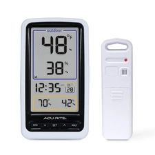 Wireless Indoor/Outdoor Thermometer with Temperature & Humidity Sensor, White