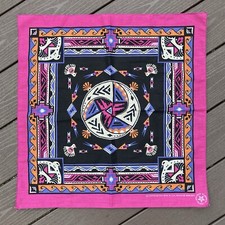 Vintage Wamcraft Bandana Handkerchief Southwestern Aztec Tribal Pink Multicolor