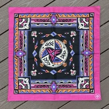 Vintage Wamcraft Bandana Handkerchief Southwestern Aztec Tribal Pink Multicolor