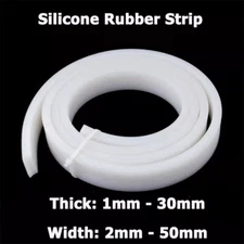 1mm - 30mm Thick White Solid Silicone Rubber Sealing Strip Gasket Width 2mm-50mm