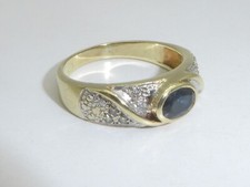 585 Gelbgold 14K Gold Ring Saphir Diamant Verlobungsring RG 56 - 17,8 mm 8324