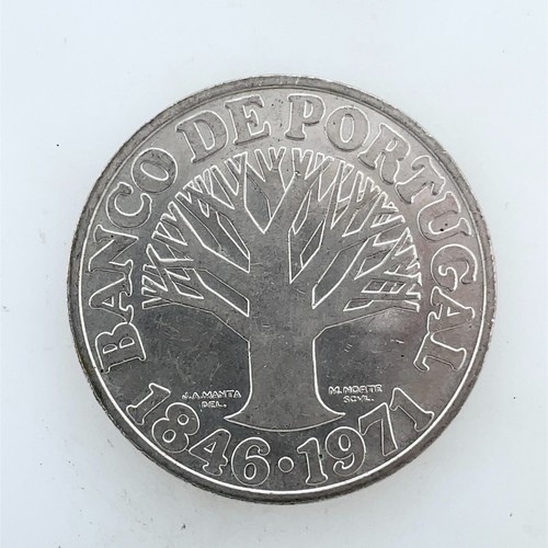 1971 PORTUGAL 50 ESCUDOS SILVER 125 YEARS BANK OF PORTUGAL BU/UNC COIN KM#601 - Picture 3 of 4