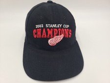 Vintage Detroit Red Wings 2002 Stanley Cup Champions Strapback Hat Cap NHL Black