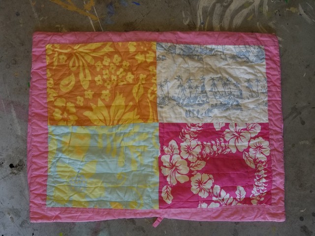 Pottery Barn Kids Blue Patchwork Island Surf Palm Trees Hawaii