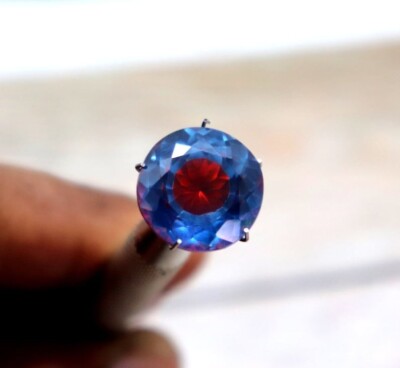 14.7 CT Natural Bi-Color Pitambari Sapphire Round Certified Gemstone 13x13 mm