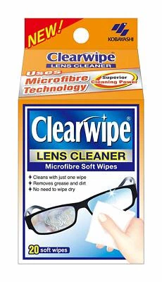 20x Clearwipe Lens Cleaner Microfibre Soft Wipes Pre Moistened Wipes
