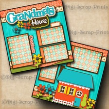 GRANDMA'S HOUSE 2 premade scrapbook pages paper piecing layout DIGISCRAP A0579