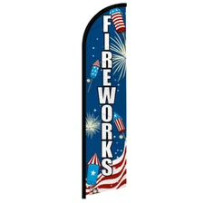 Patriotic Fireworks Windless Advertising Swooper Flag Fourth of July Flag