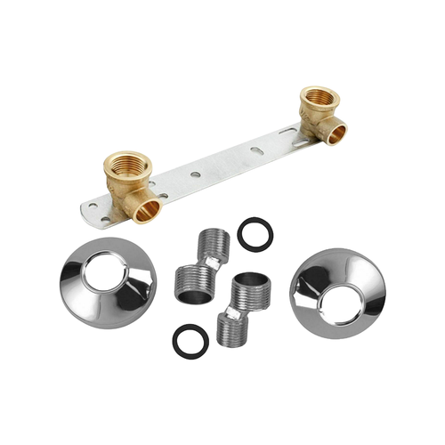 Round Shower Bar Mixer Valve Wall Surface Bracket Easy Fixing Kit Bath