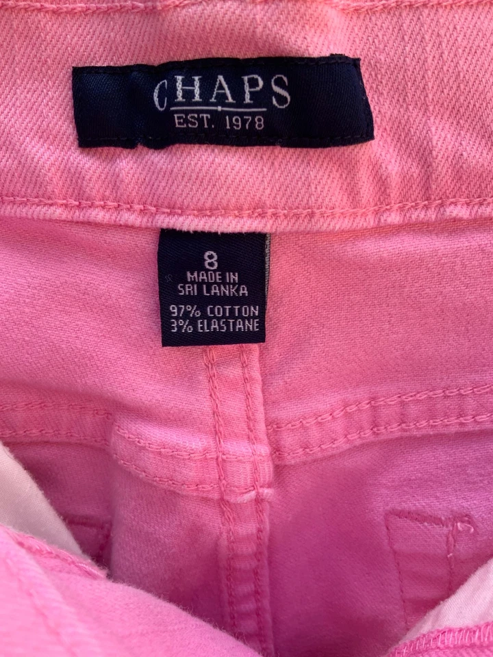 Ralph Lauren Chaps solid pink 5 pocket cotton blend design denim shorts size 8 - Image 3 of 4