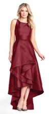 Adrianna Papell Garnet High Low Mikado Gown with Asymmetrical Detail  8