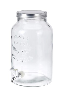 Getränkespender Wasserspender mit Zapfhahn Glas Edelstahldeckel 5,5 Liter
