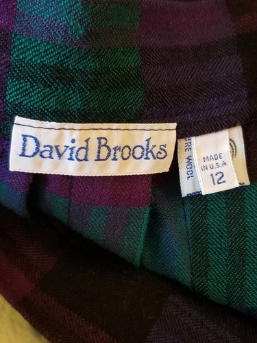 Vintage David Brooks Womens Plaid Pleated Wool Skirt Sz12 Purples Green & Black - Picture 8 of 15