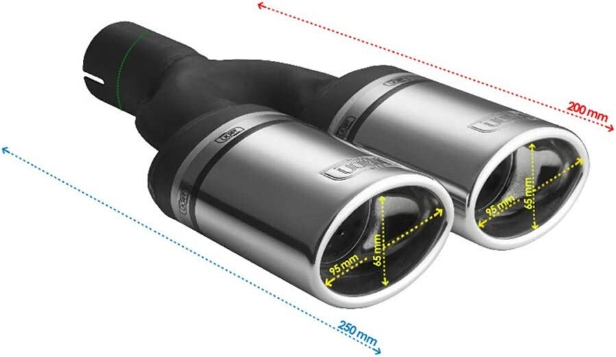 Embout d'échappement double gauche Ulter Sport N2-10K en acier inoxydable