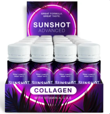 SUNSHOT Collagen Sunbed Tanning Accelerator & Beauty Vitamin Drink Beta Carotene