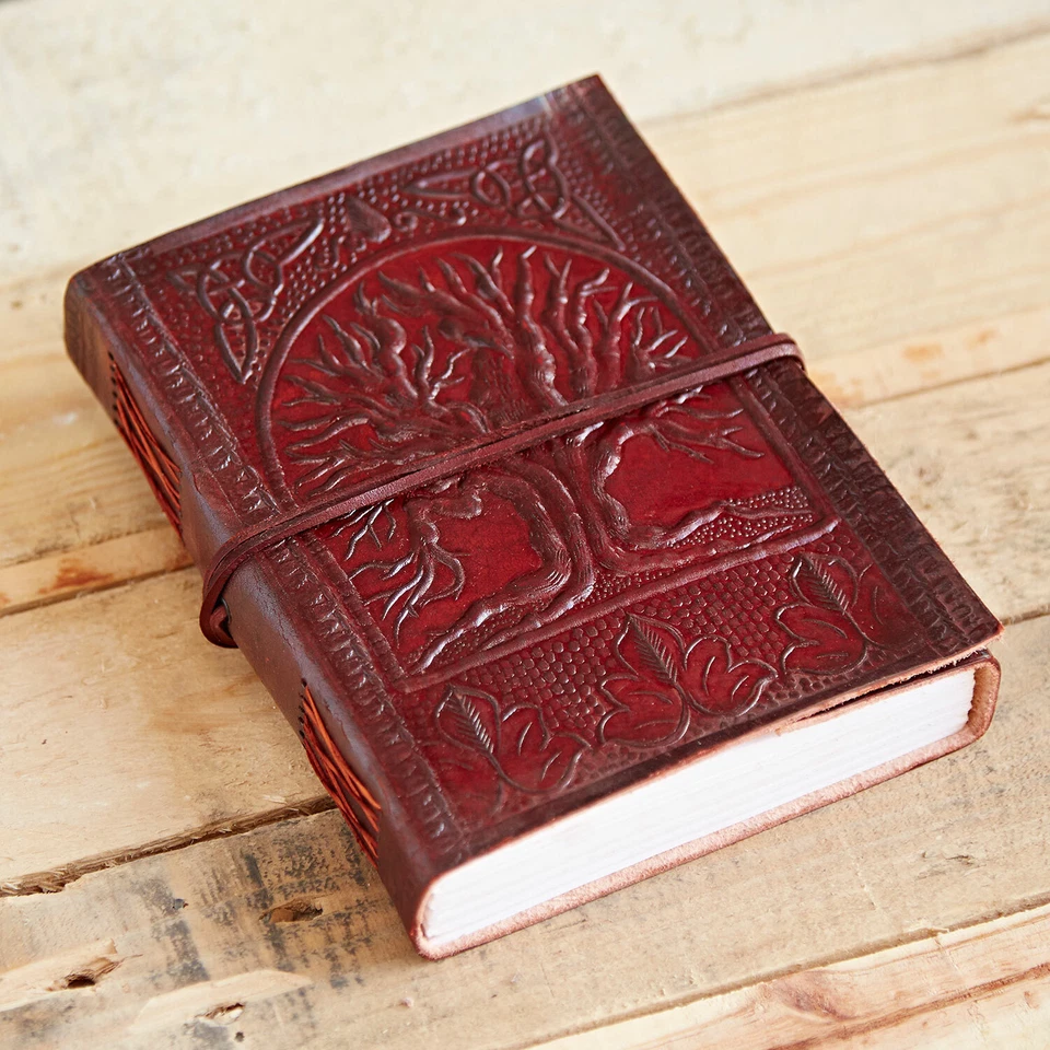 Tree of Life Leather Journal, 125 Unlined Recycled Paper Pages Notebook Diary - Image 3 of 4