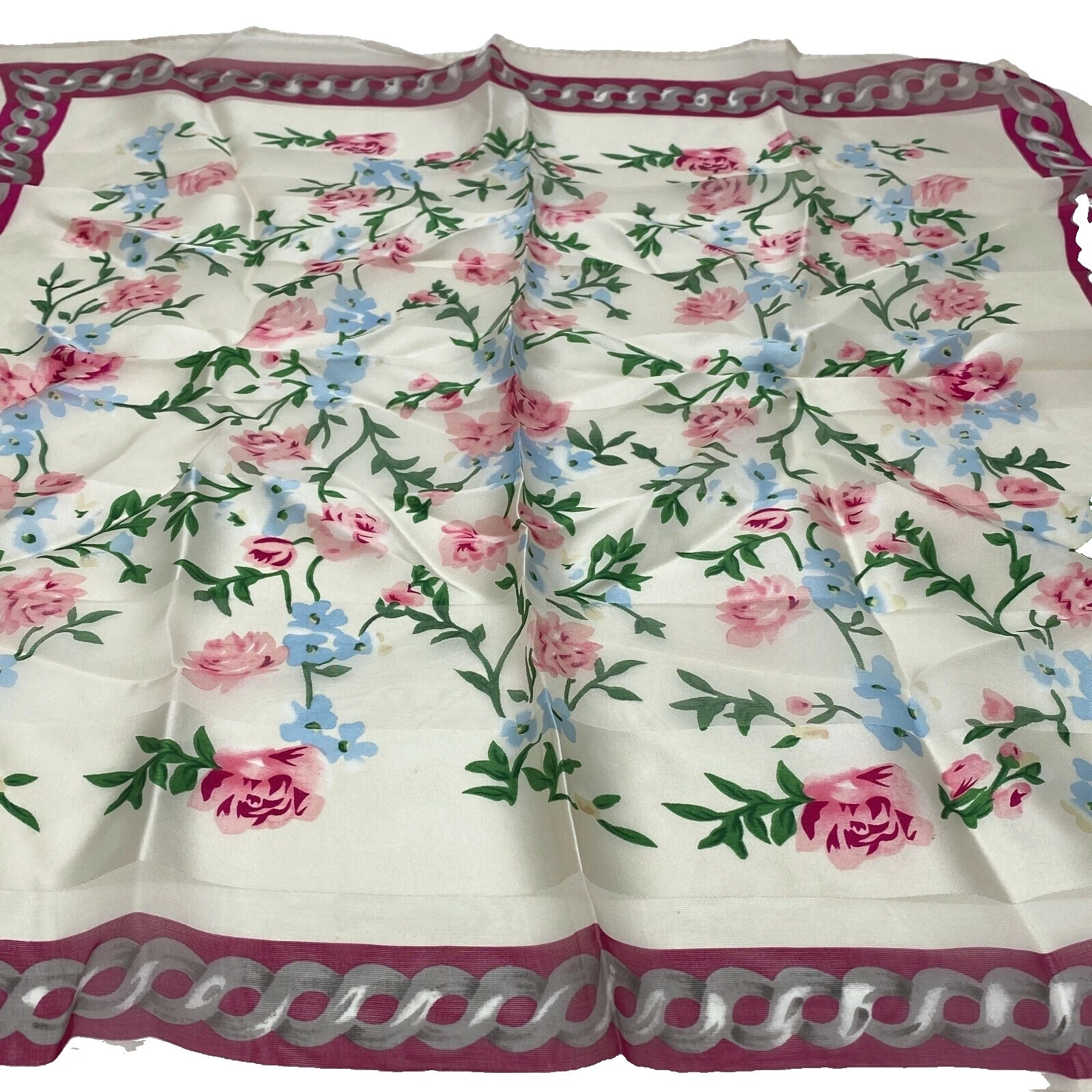 Pañuelos lisos y sólidos florales 100 % seda de diseñador/artista vintage