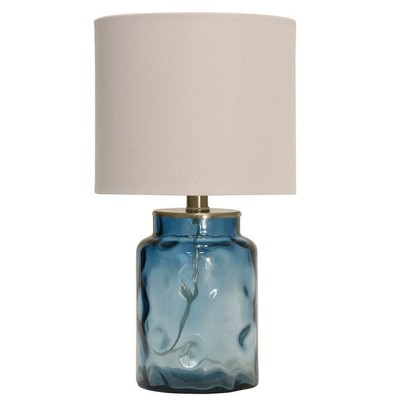 StyleCraft Table Lamp w/ White Hardback Fabric Shade 16.5'' 1-Light Plug-In Blue