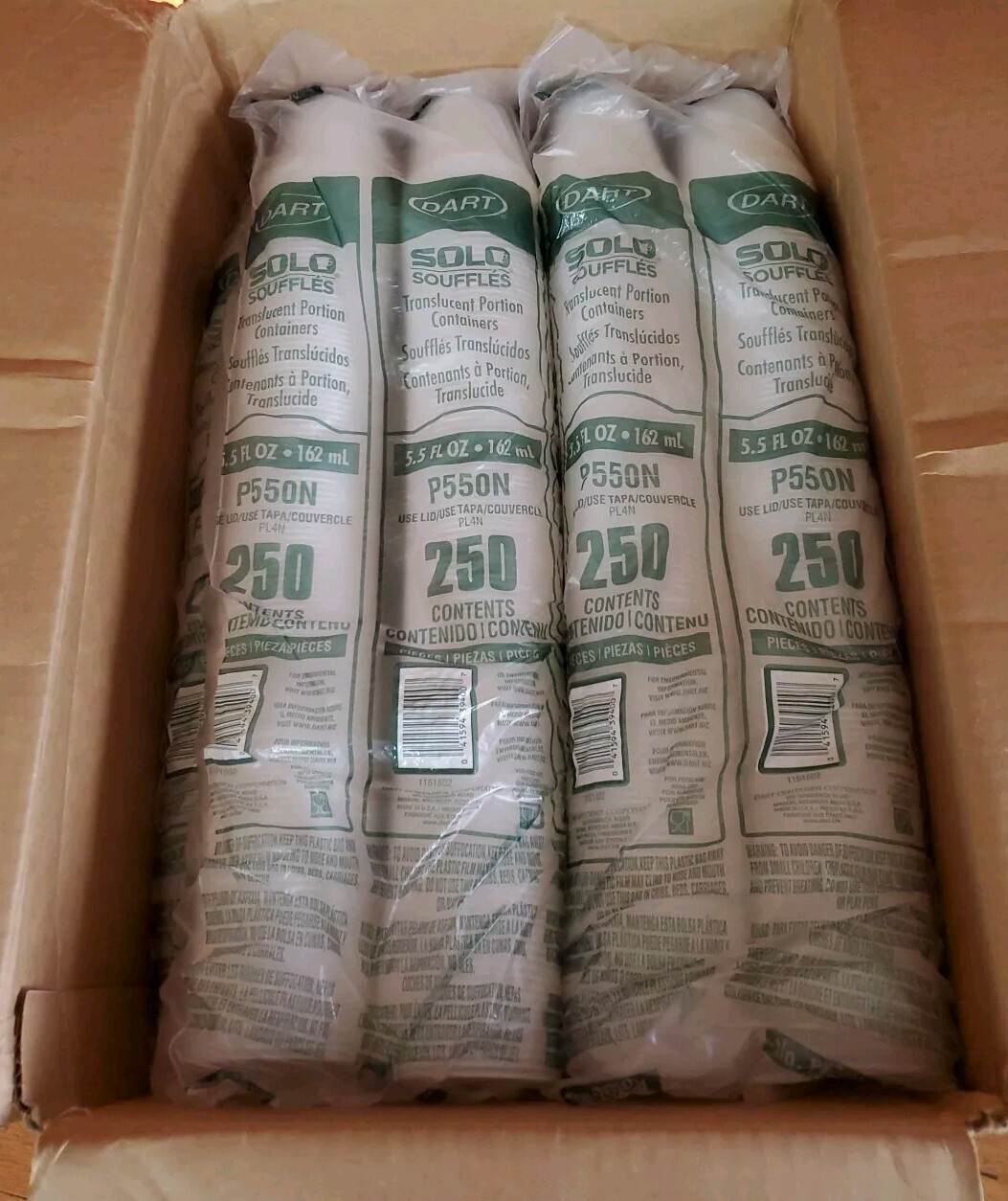 Solo P550N 5.5 oz. 2500 Translucent Plastic Souffle  Portion Cups 10x 250 Sealed