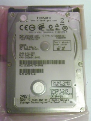 250GB Hitachi HTS543225A7A384 P/N:0J11522 MLC:DA3734 250GB 2.5'' 7MM SATA HDD 