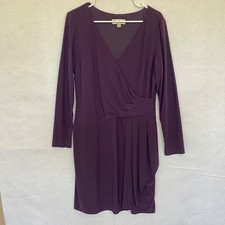 Eliza J Royal Collection Mini Dress Long Sleeve V Neck Stretch Purple Size 12
