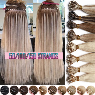 Nano Ring 100% Human Remy Hair Extensions Micro Loop Beads Tip Full Head 150g US