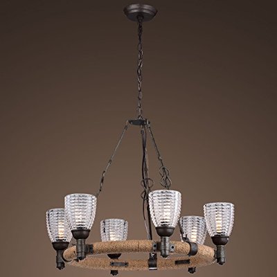 CLAXY Ecopower Vintage Metal Rope 6-lights Pendant Lighting