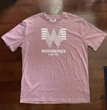 Whataburger Original Retro Logo T Shirt Men’s Large Heather Light Red Color