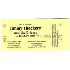 JIMMY THACKERY Concert Ticket Stub NORTH BEND OREGON 4/8/04 ROGER'S ZOO BLUES