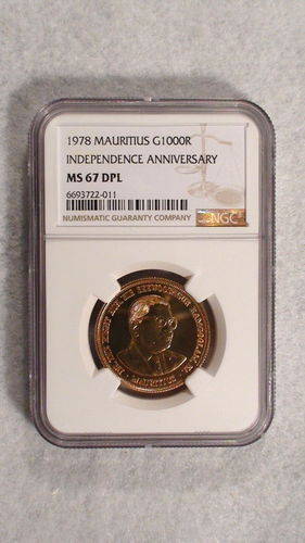 1978 MAURITIUS NGC MS67 DPL 1000 RUPEES GOLD INDEPENDENCE ANNIVERSARY 1000R Coin