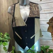 Katch Me Retro Cowboy Biker Vintage Western Rancher Suede Leather Vest L Y Women
