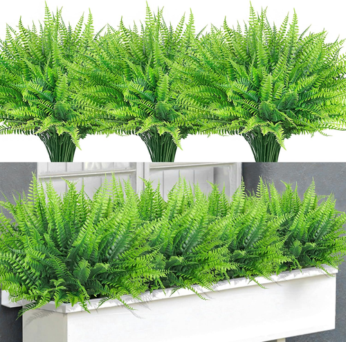 24 Bundles Artificial Plants Outdoors, UV Resistant Faux Plants Artificial Ferns
