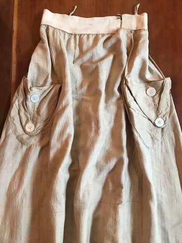 Antique Vintage Edwardian Silk & Linen Skirt E70 - Picture 3 of 14
