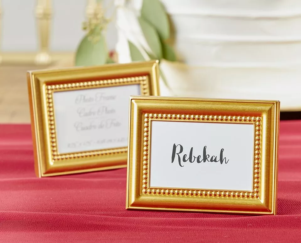 144 Beaded Gold Chic Wedding Place Card Holder Photo Frame Favors Table Decor