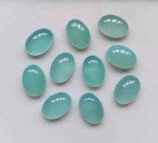  WHOLESALE NATURAL AQUA CHALCEDONY CABOCHON OVAL SHAPE LOOSE GEMSTONE