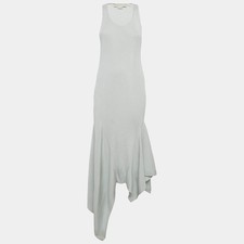Stella McCartney Blue Rib Knit Asymmetric Maxi Dress M