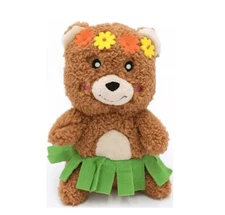 ZippyPaws Cheeky Chumz Summer Bear with Grass Skirt Dog Toy