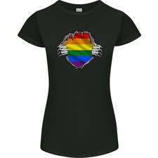 Camiseta LGBT Rainbow Colours Día de Concientización del Orgullo para Mujer Corte Pequeño