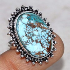 Turquoise 925 Silver Plated Ring US 9 Christmas Jewelry JW