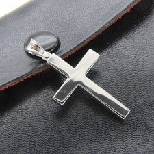 Ciondolo croce in metallo argento sterling 925 semplice da 3,3 pollici placca...