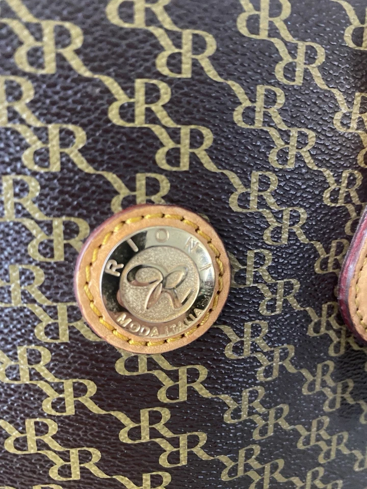 Rioni Italian Leather Shoulder Bag Tote East West Signature Italy READ - Image 4 of 4