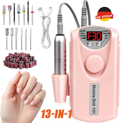 13-in-1 Nagelfräser Elektrische Nagelfeile Akku Profi 30000 U/min Kabellos USB