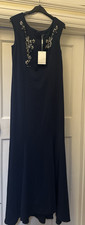 Gina Bacconi Embellished Long Evening Dress UK 14 Navy NWT RRP £420